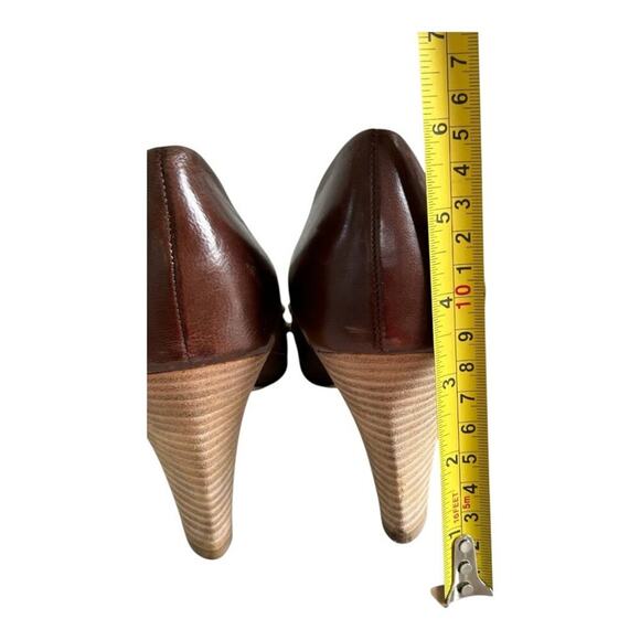 Franco Sarto Fanatic Heels Brown Studded Leather Peep Toe Stacked Heel Size 10M - Picture 10 of 14